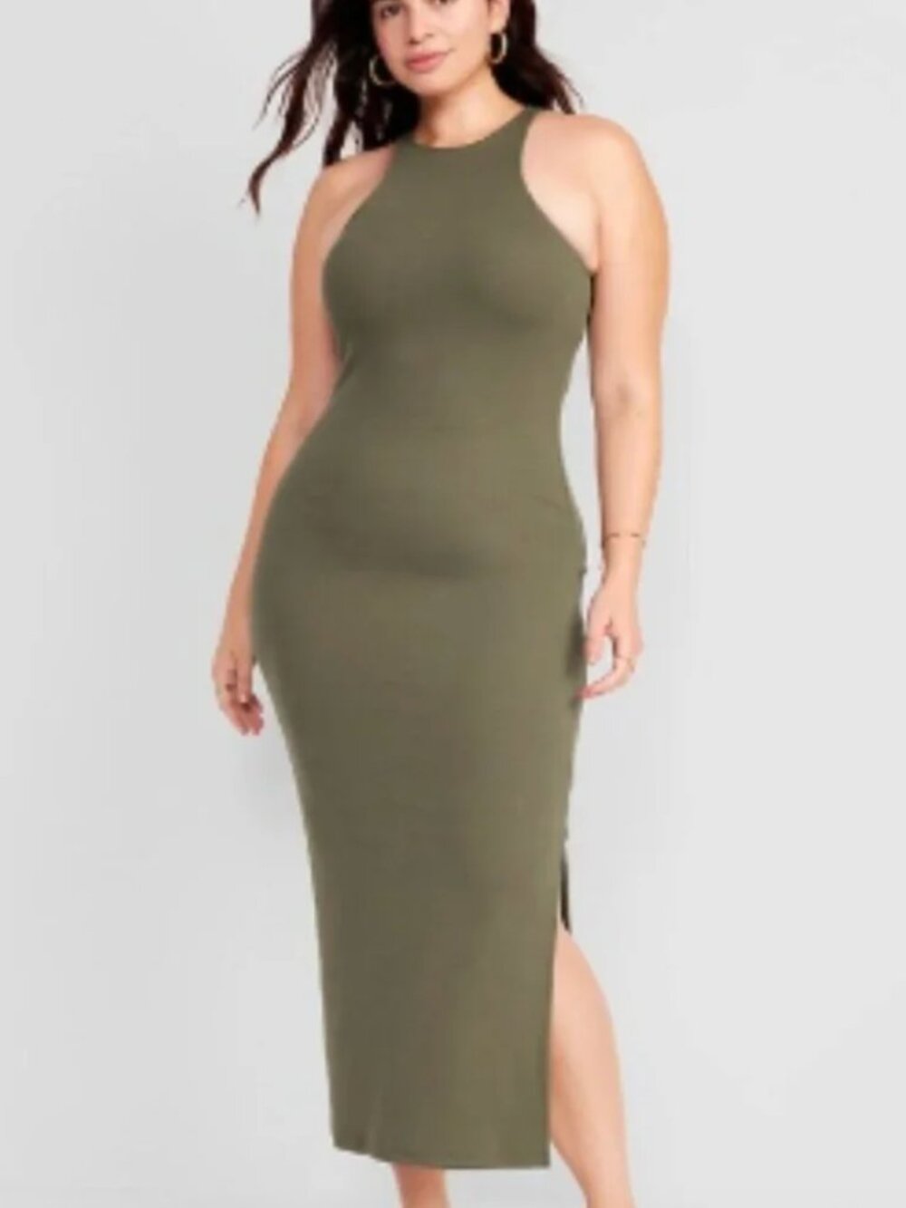 Old Navy Fitted High-Neck Rib-Knit Maxi Dress